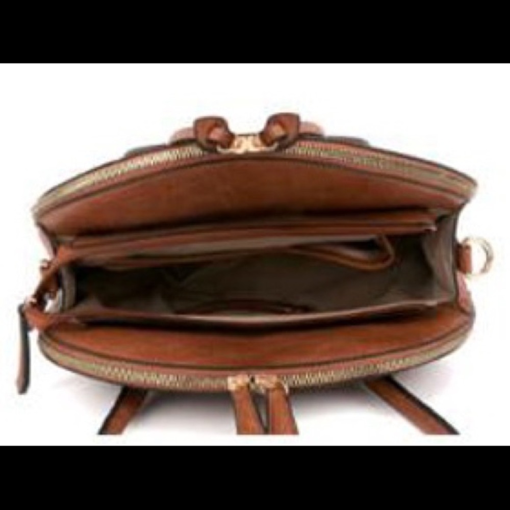 Round Triple Compartment Satchel Bag - Picture 2 of 3
